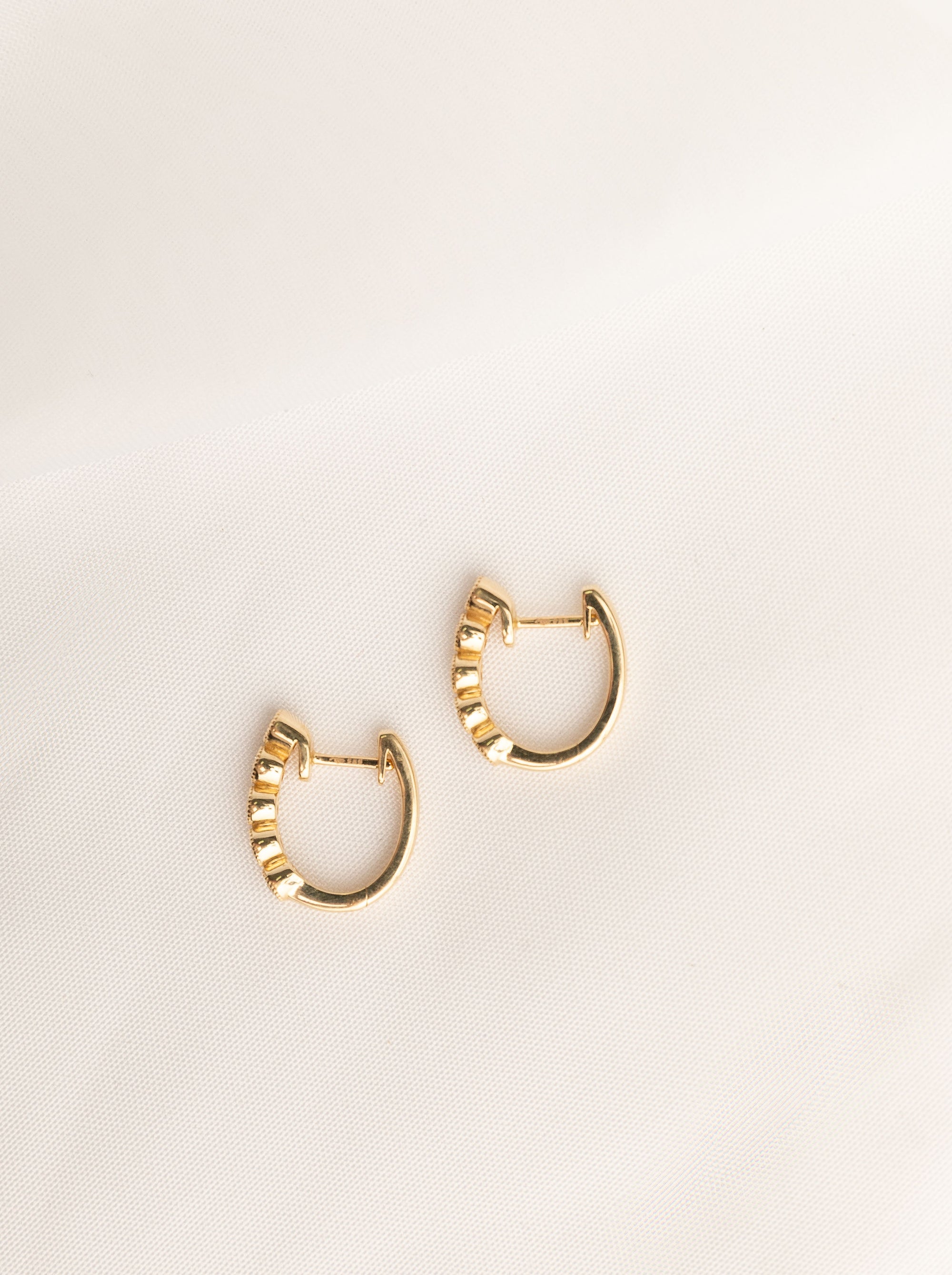 Diamond Bezel Huggie Hoops - BONDEYE JEWELRY ®