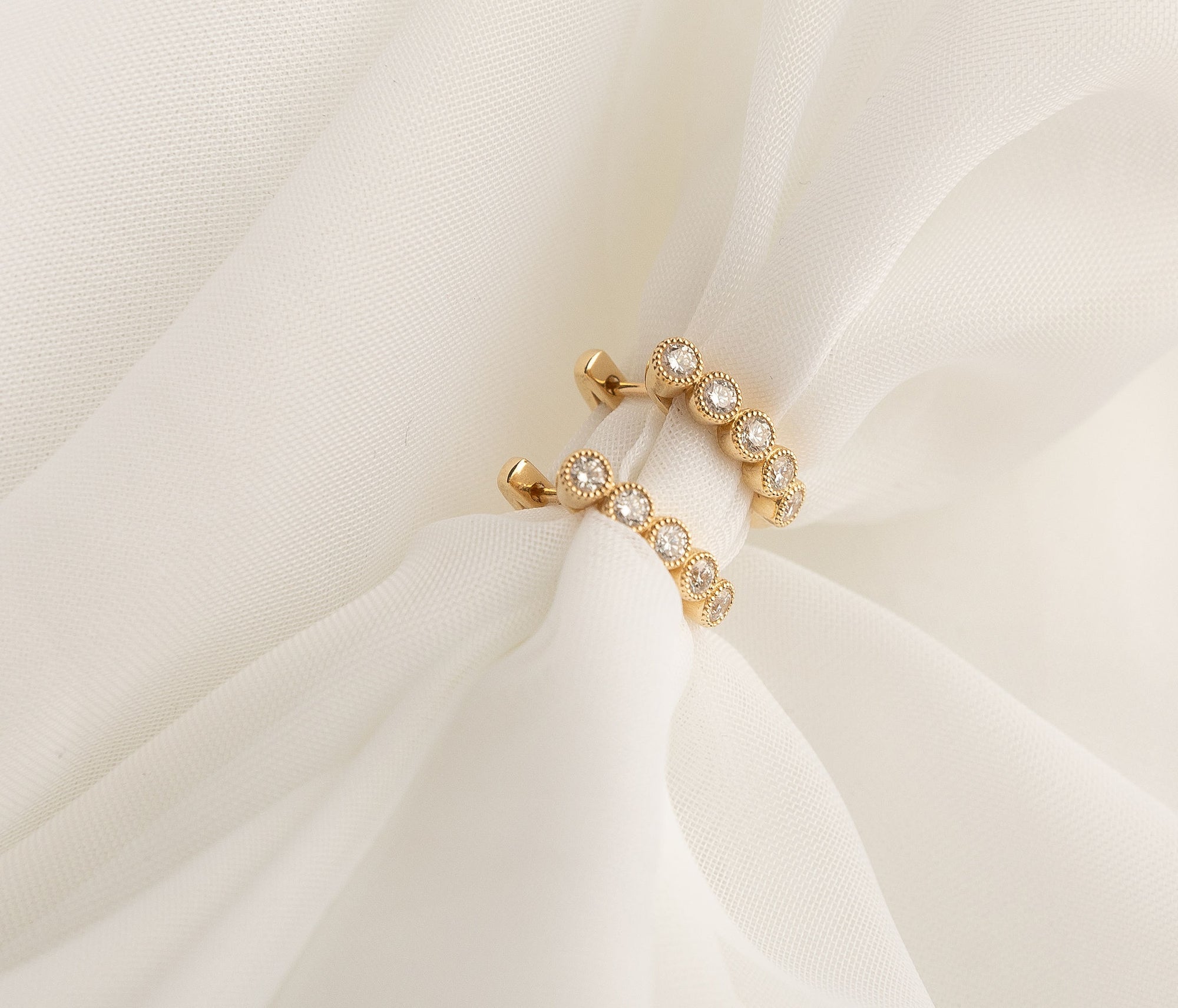 Diamond Bezel Huggie Hoops - BONDEYE JEWELRY ®