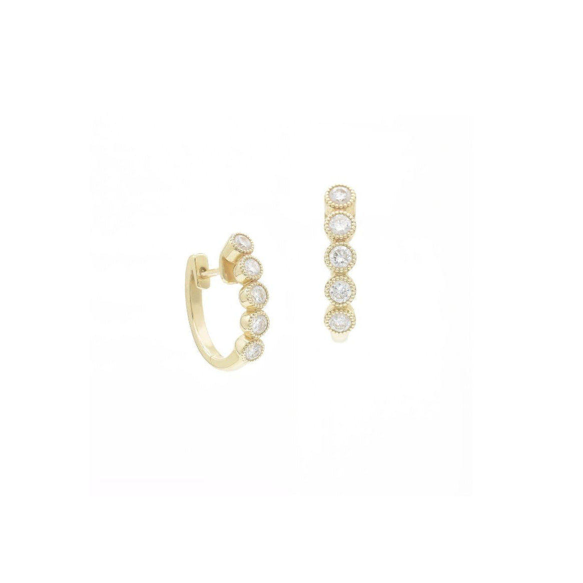 Diamond Bezel Huggie Hoops - BONDEYE JEWELRY ®
