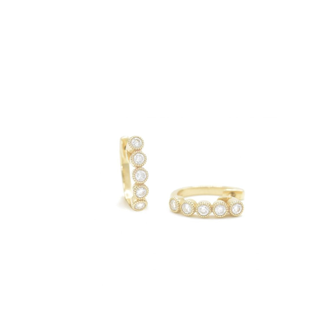 Diamond Bezel Huggie Hoops - BONDEYE JEWELRY ®