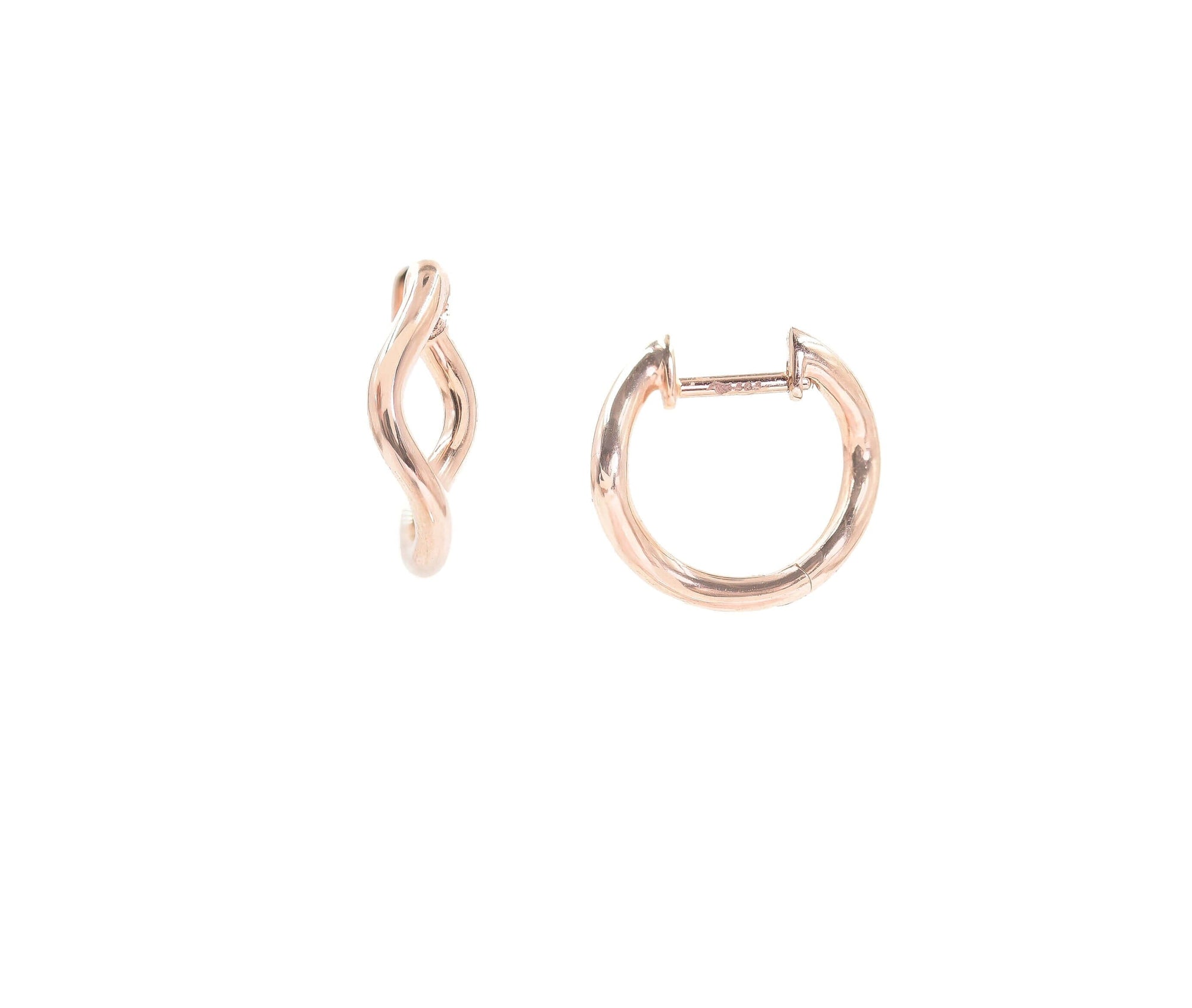 Huggie Hinged Wave Hoop Earrings BONDEYE JEWELRY ® Rose Gold 