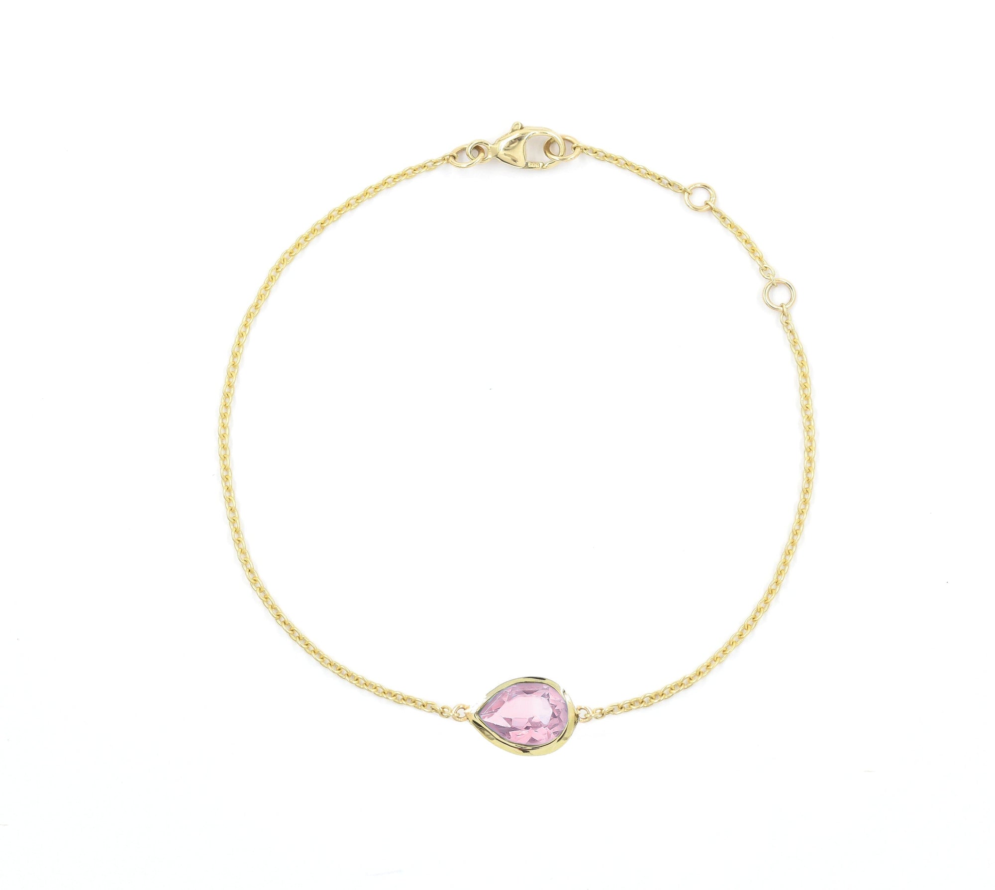 Jollie Pear Cut Bracelets Bracelets BONDEYE JEWELRY ® Rose Quartz Yellow Gold 