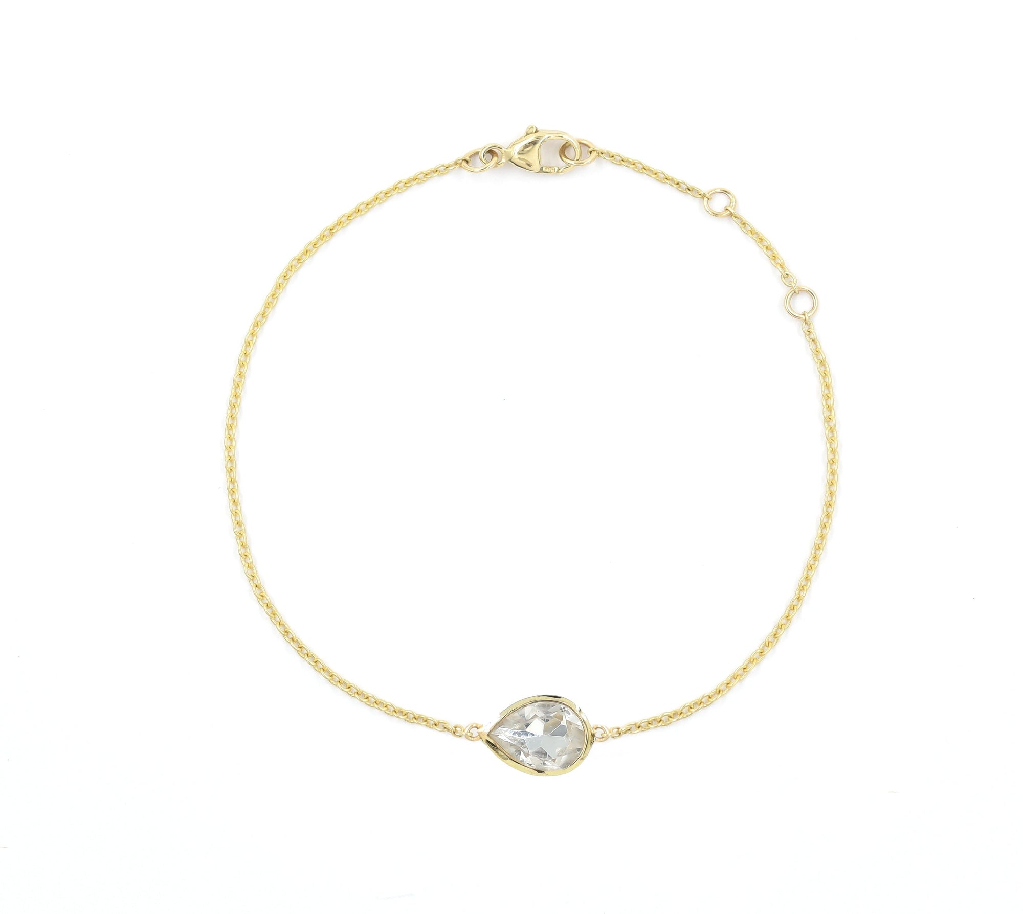 Jollie Pear Cut Bracelets Bracelets BONDEYE JEWELRY ® White Topaz Yellow Gold 