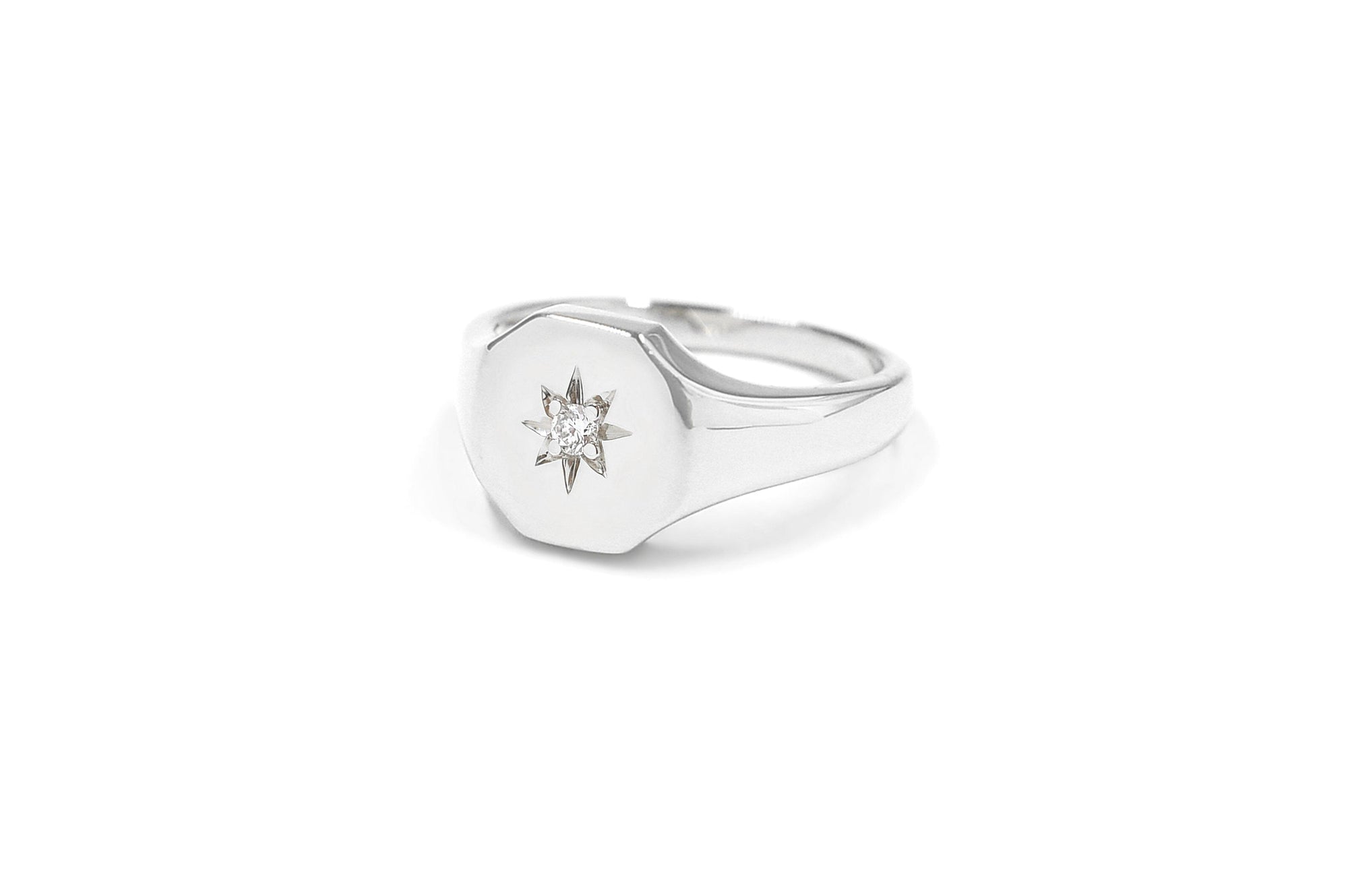 Best Seller! Josie Diamond Star Signet Rings BONDEYE JEWELRY ® White Gold 2 