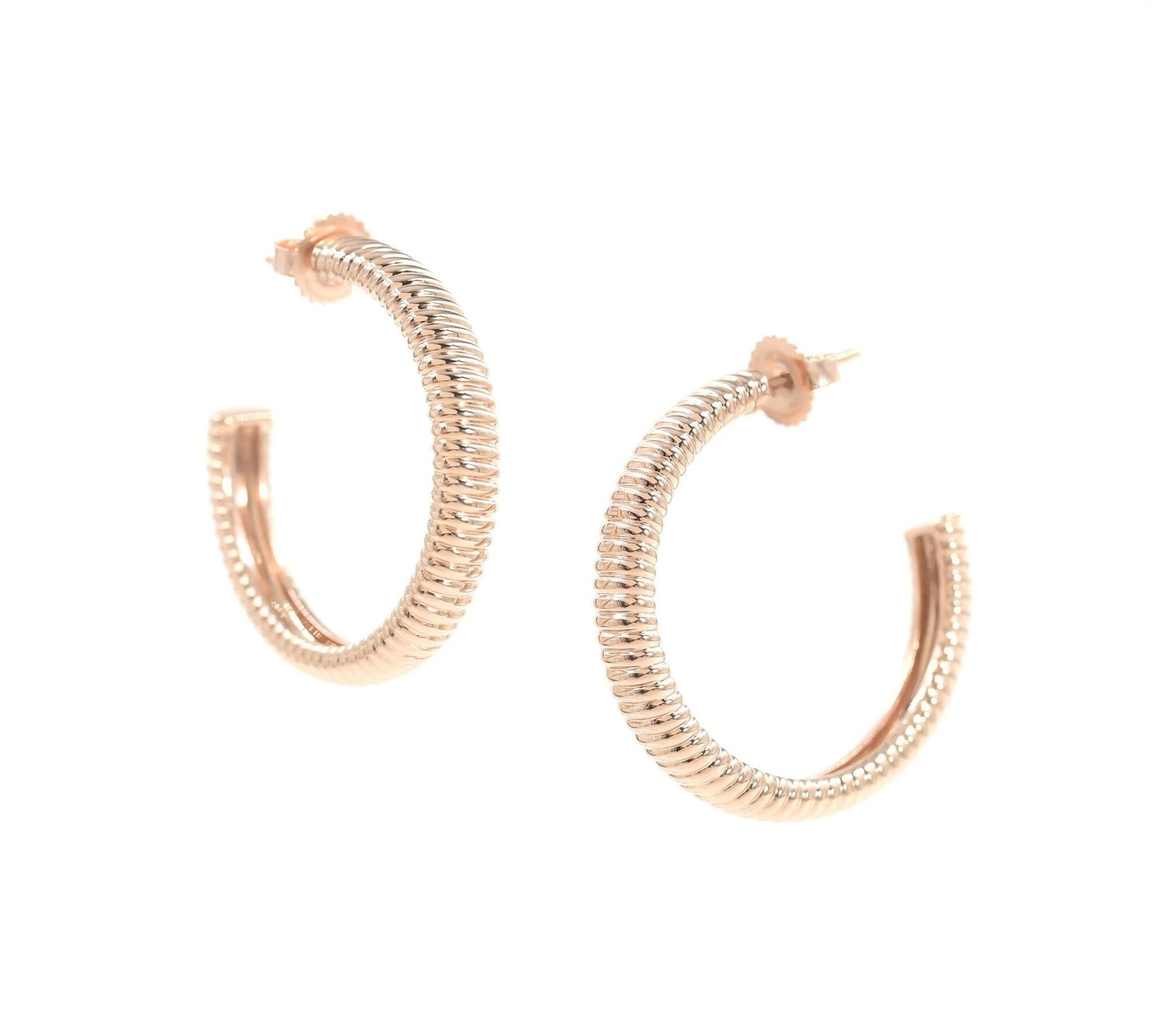 Jules Textured Hoops Earrings BONDEYE JEWELRY ® Rose Gold 