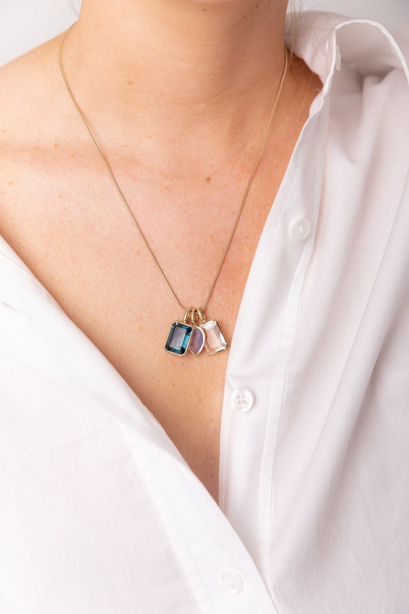 London Blue Topaz Emerald Cut DETACHABLE Jollie Pendant Pendants BONDEYE JEWELRY ® 