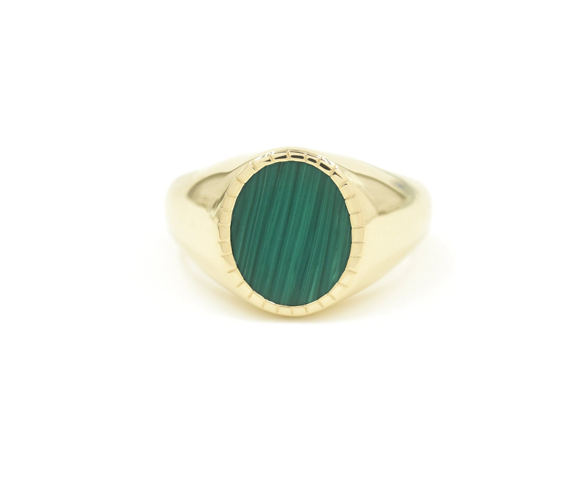 Malachite Textured Signet Ring Rings BONDEYE JEWELRY ® 2.5 Yellow Gold 