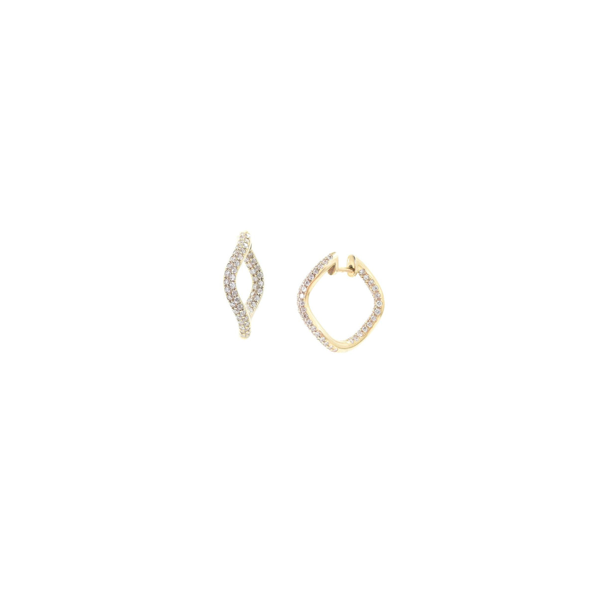 Large Hinged Wave Hoops, Full Pavé Diamonds - BONDEYE JEWELRY ®