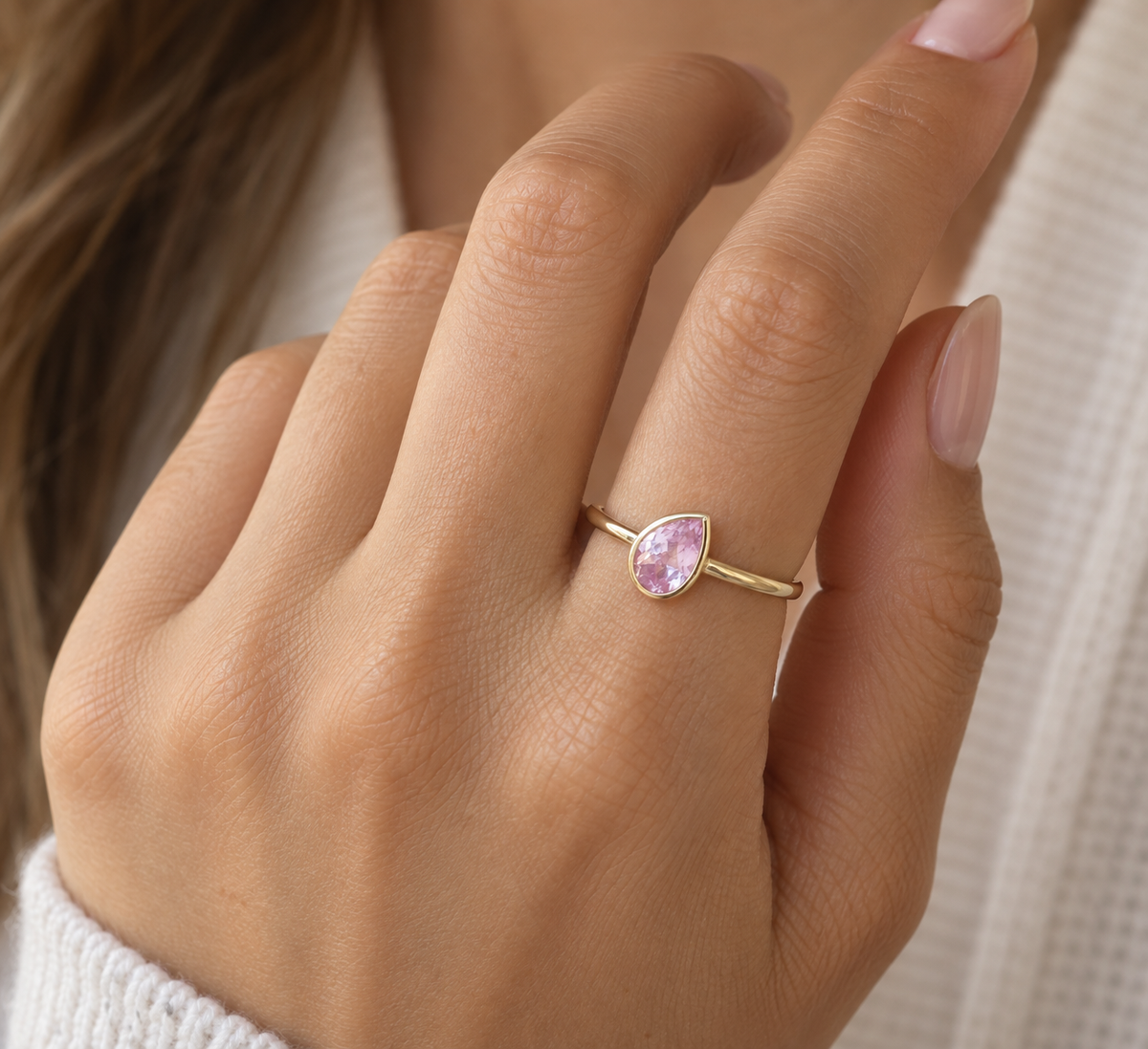 Pink Pear Cut Jollie Ring - BONDEYE JEWELRY ®