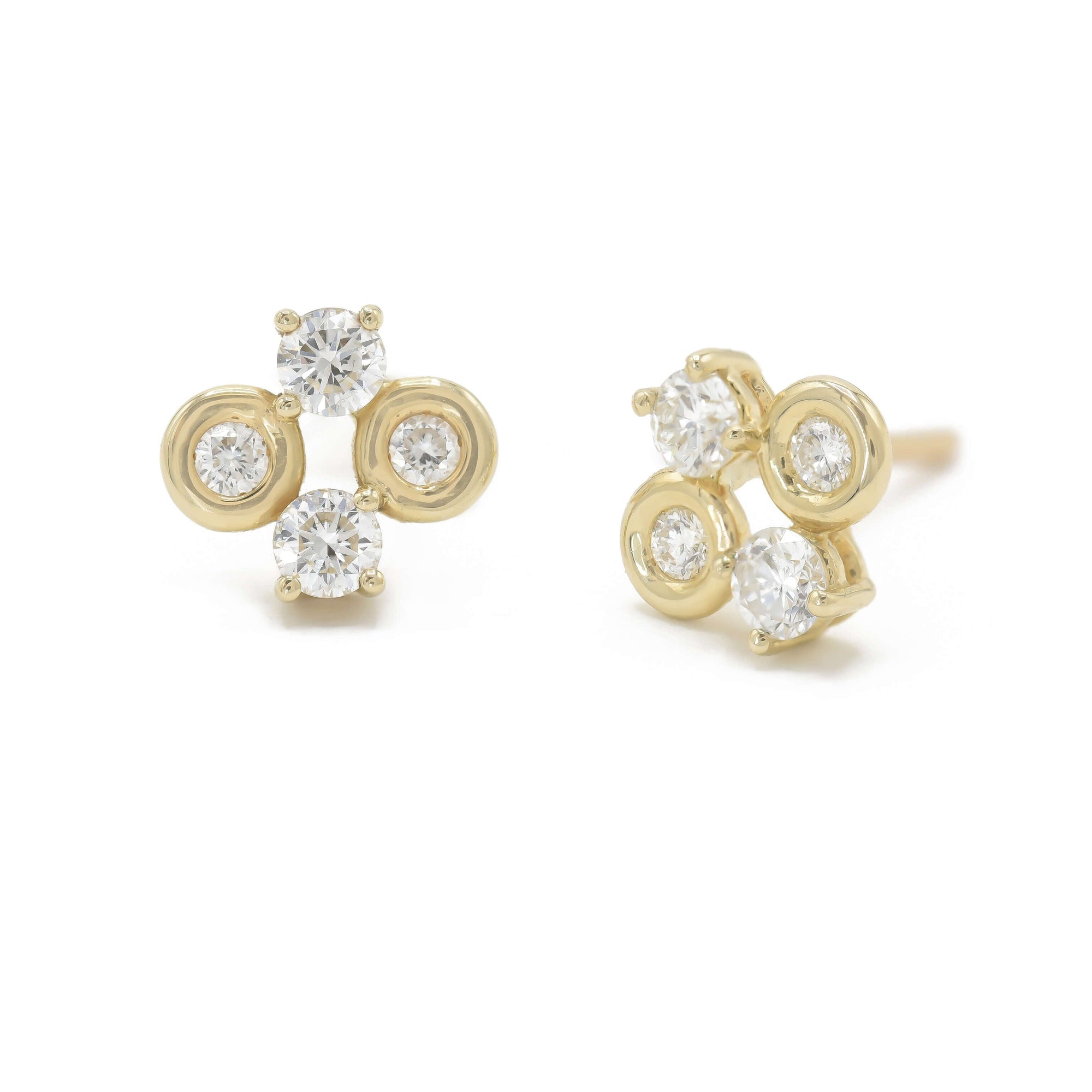 Quartet Studs Earrings BONDEYE JEWELRY ® Yellow Gold Single 