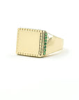 Queenie Emerald Square Signet Rings BONDEYE JEWELRY ® Yellow Gold 2.5 