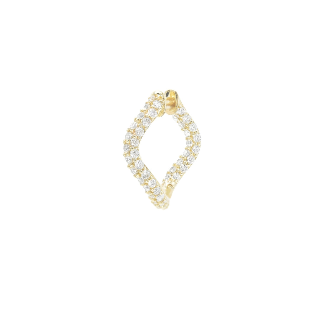 Small Hinged Wave Hoops, Full Pavé Diamonds - BONDEYE JEWELRY ®