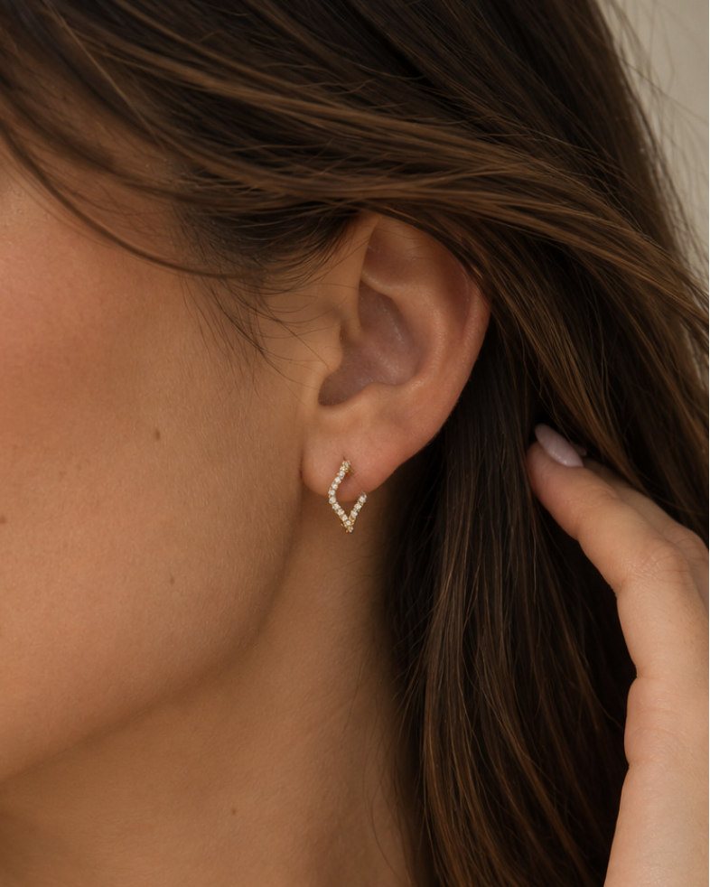 Small Hinged Wave Hoops, Full Pavé Diamonds - BONDEYE JEWELRY ®