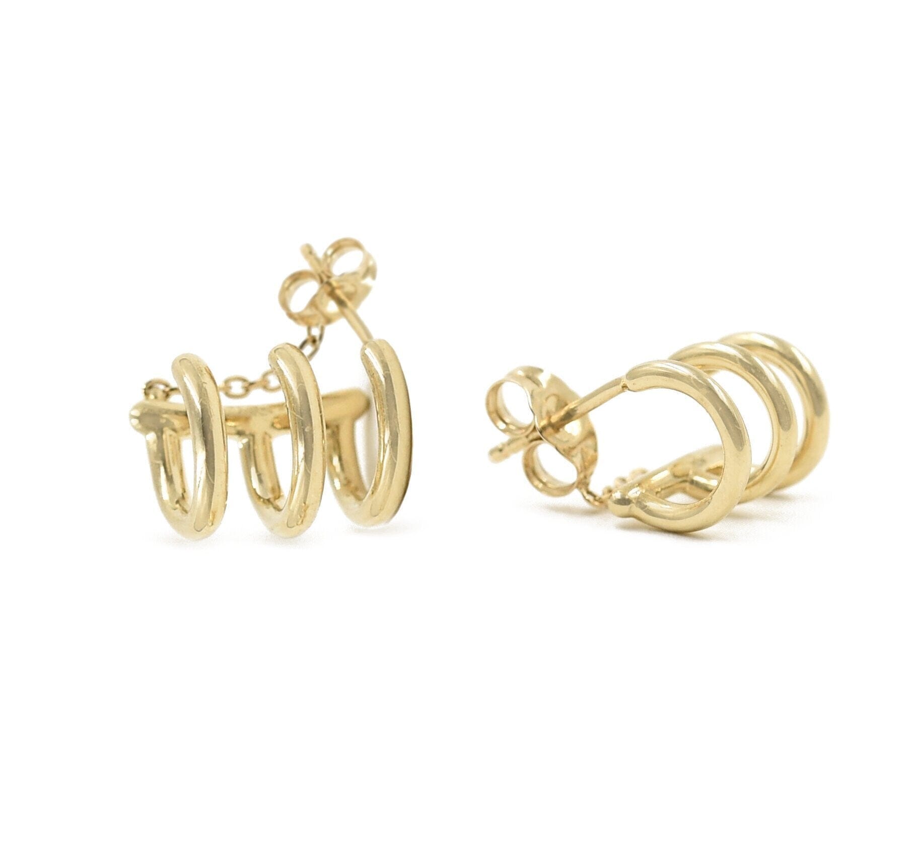 Three Hoop Earring ring BONDEYE JEWELRY ® Yellow Gold Pair 