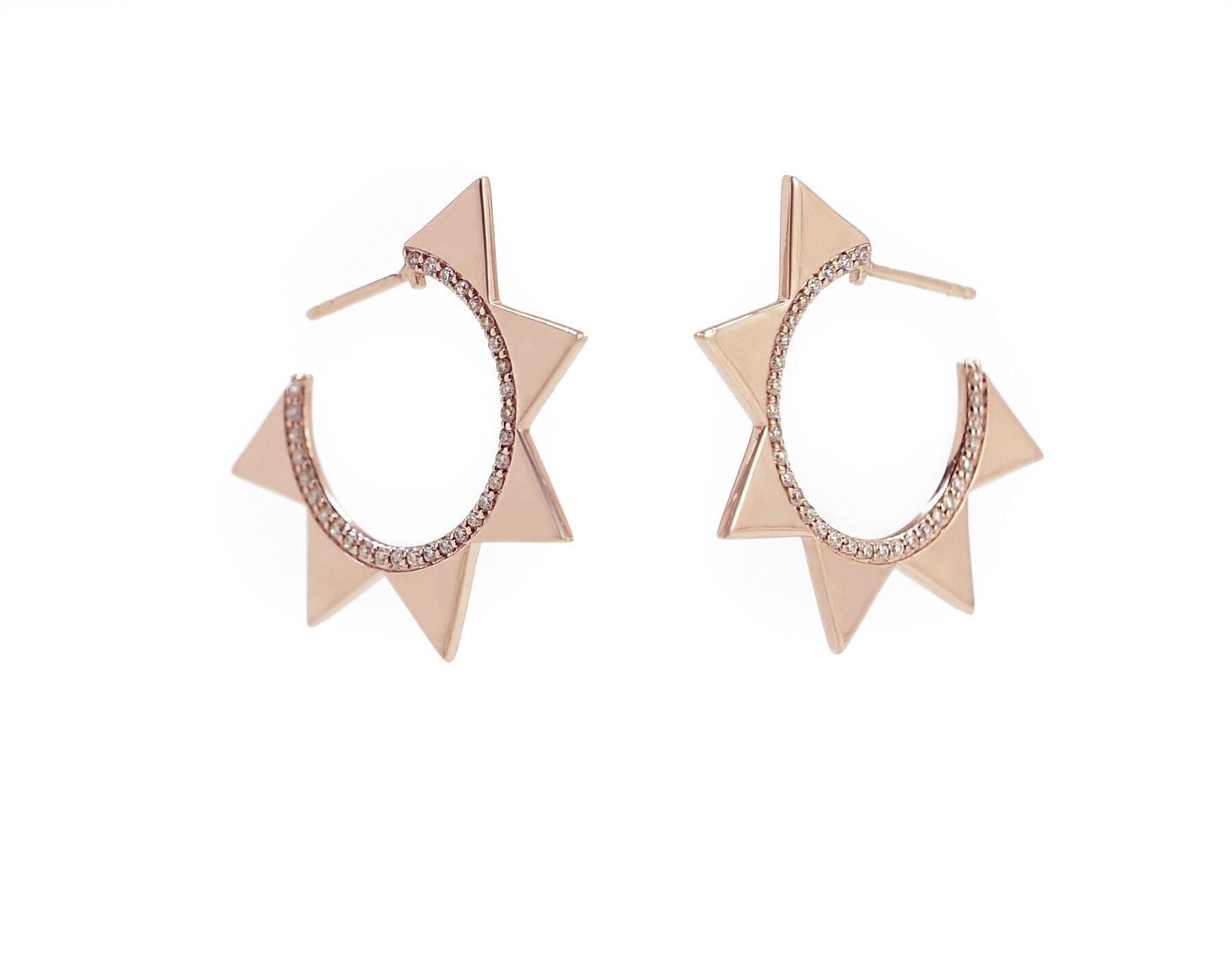 Venus Hoop Earrings with White Diamonds Earrings BONDEYE JEWELRY ® Rose Gold Pair 