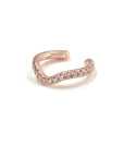 Wave Ear Cuff White Diamonds Earrings BONDEYE JEWELRY ® Rose Gold 