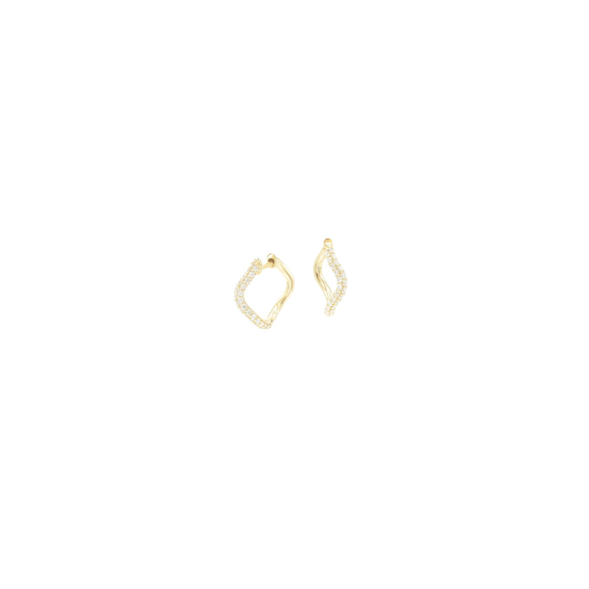 Small Hinged Wave Hoops, Pavé Diamonds (Front Only) - BONDEYE JEWELRY ®