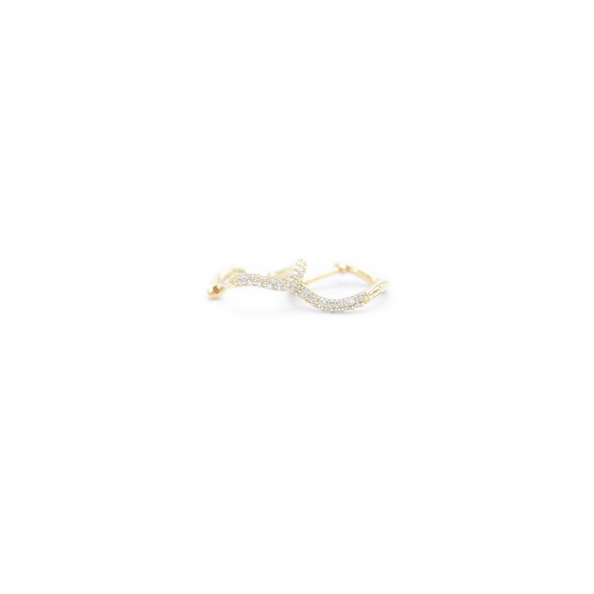 Small Hinged Wave Hoops, Pavé Diamonds (Front Only) - BONDEYE JEWELRY ®