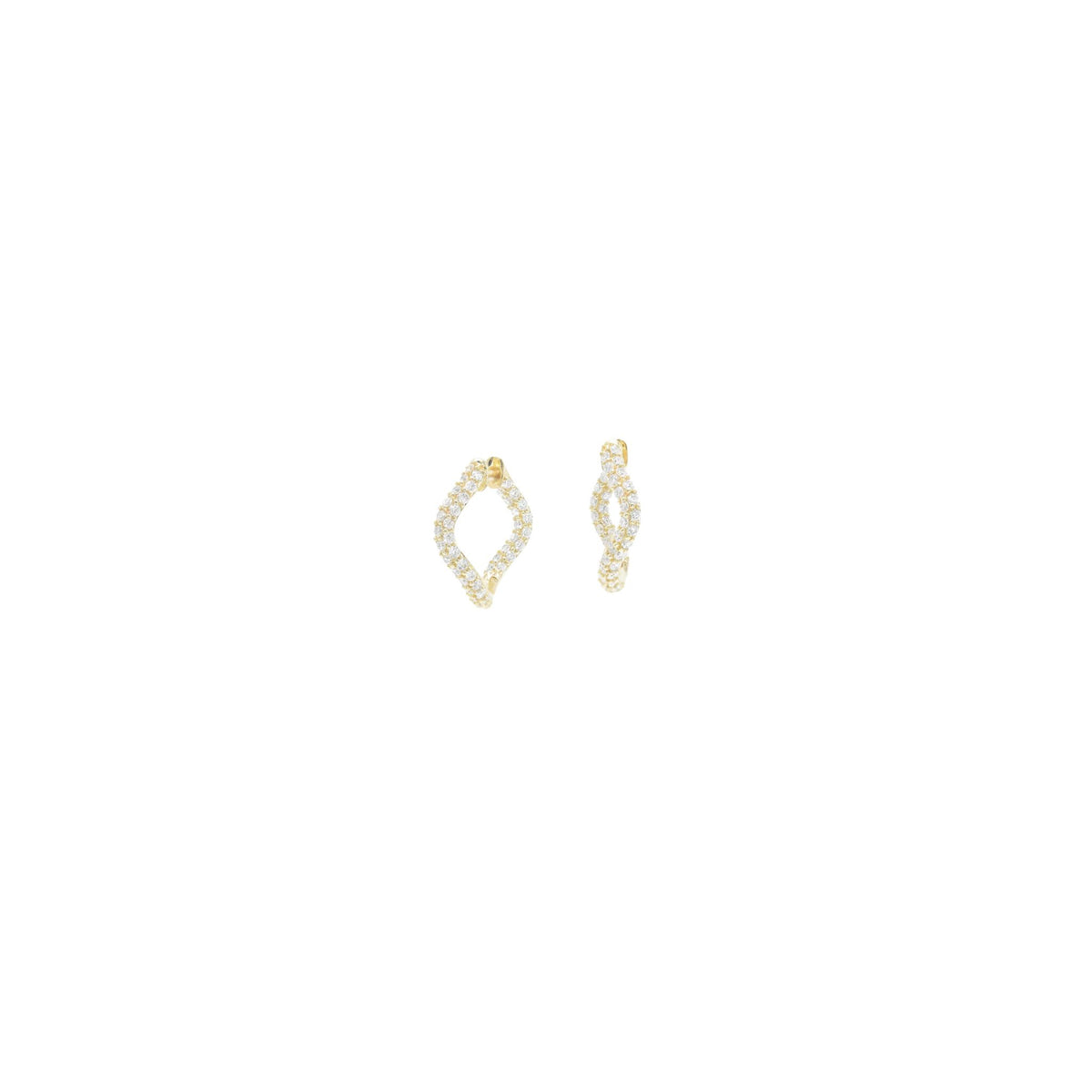 Small Hinged Wave Hoops, Full Pavé Diamonds - BONDEYE JEWELRY ®