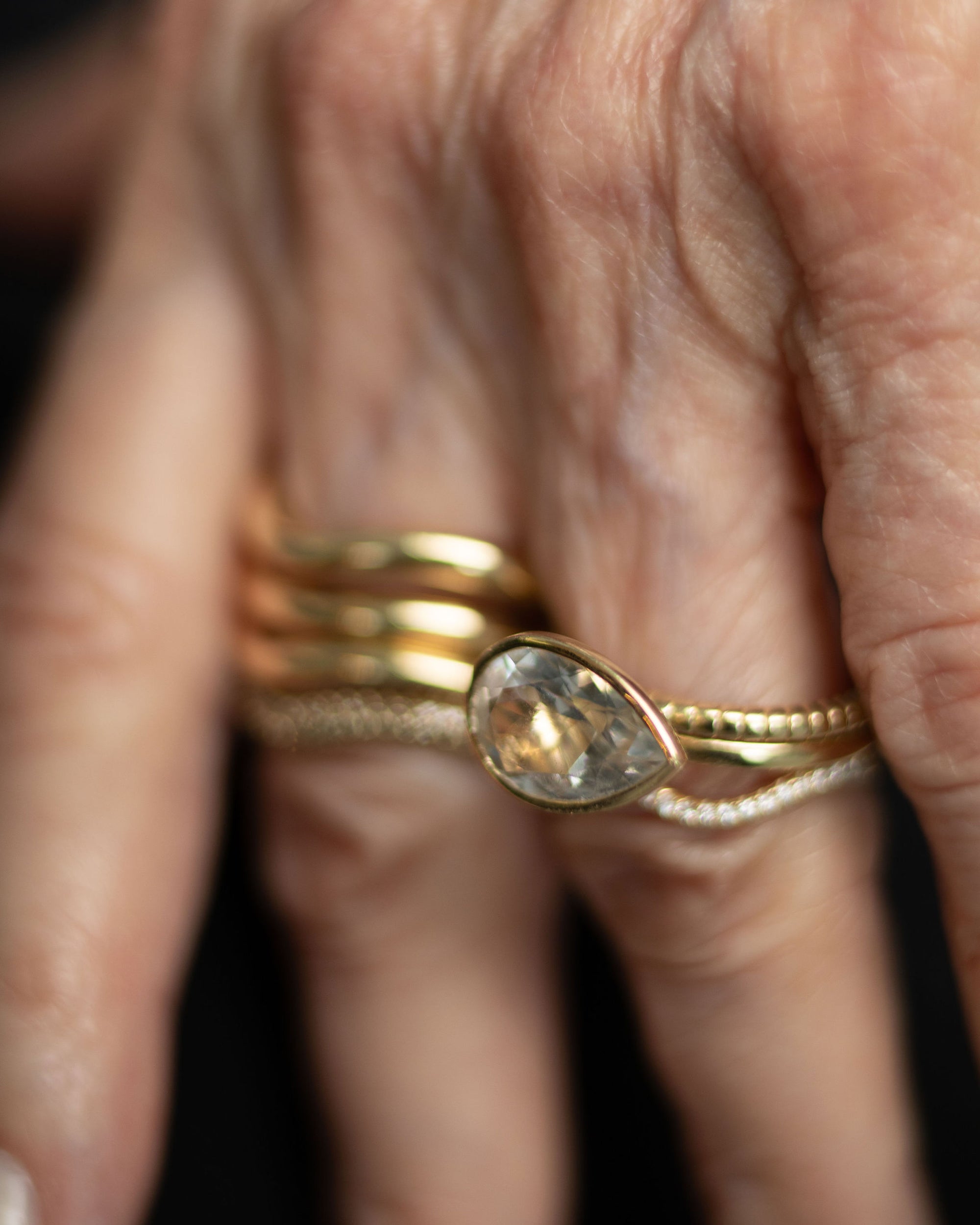 White Topaz Pear Cut Jollie Ring - BONDEYE JEWELRY ®