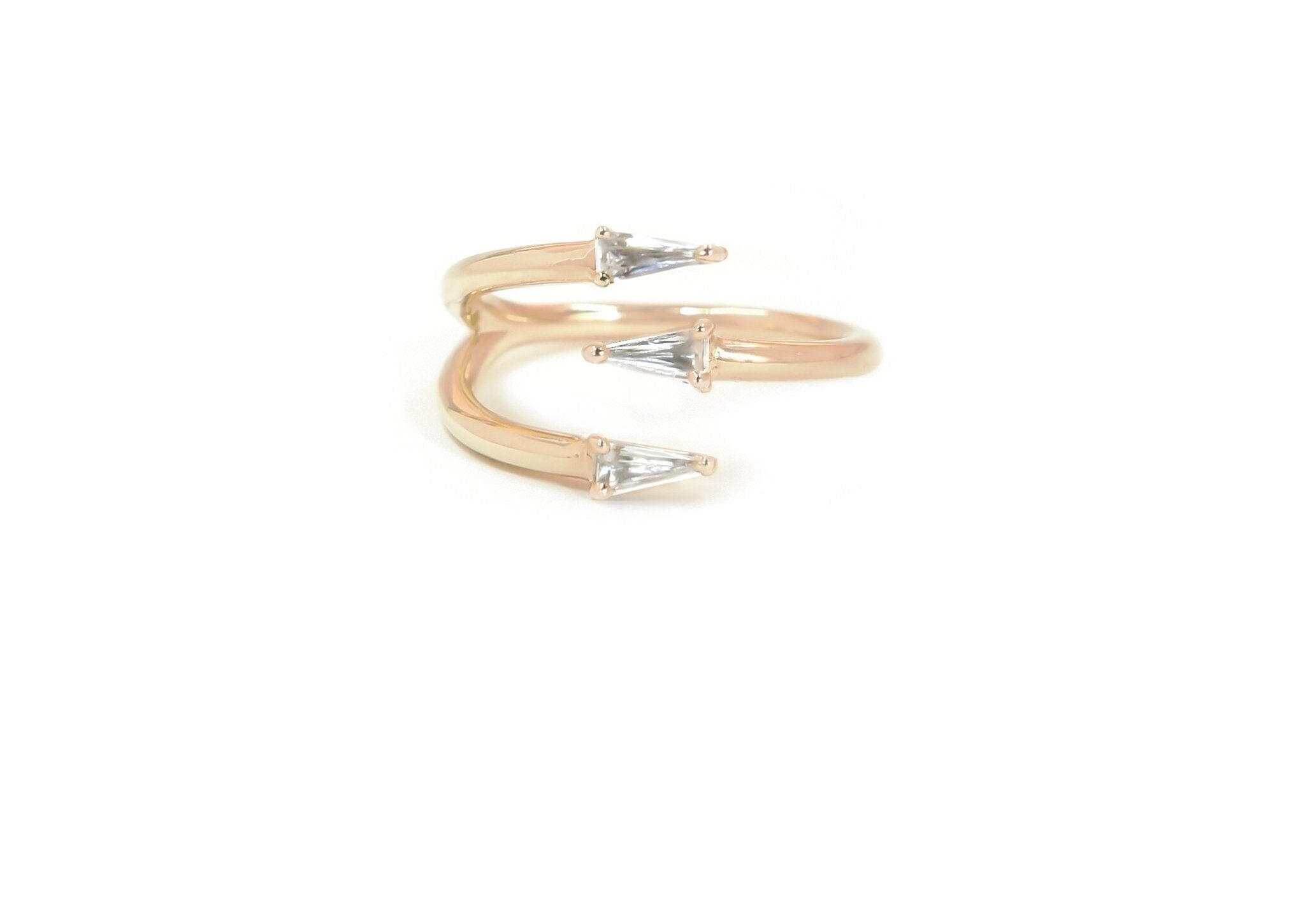 Bia Triple White Topaz Ring Rings BONDEYE JEWELRY ® Rose Gold Size 7 