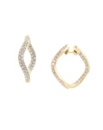 Double Diamond Pavé Wave Hoop Earrings BONDEYE JEWELRY ® Yellow Gold 